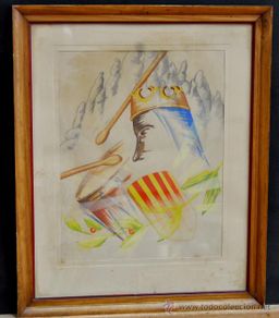 Arte: JOSE ANTONIO VILA. COMPOSICIÓN DE LA VIRGEN DE LA MORENETA. ACUARELA DE LOS AÑOS 50
